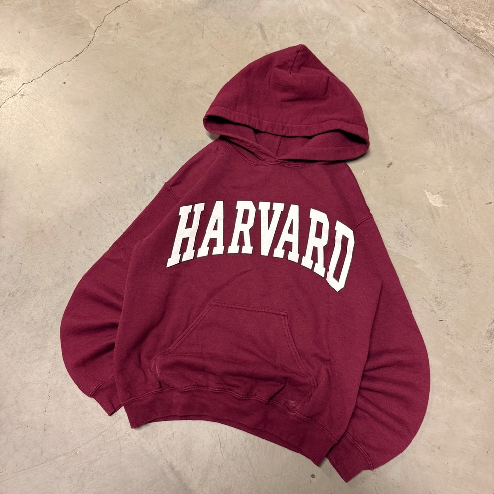 Gildan Harvard University Hoodie Maroon Red Collegiate Sweatshirt Mens Small 990